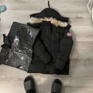 Canada Goose Men's Black Winter Jacket with Fur Hood
